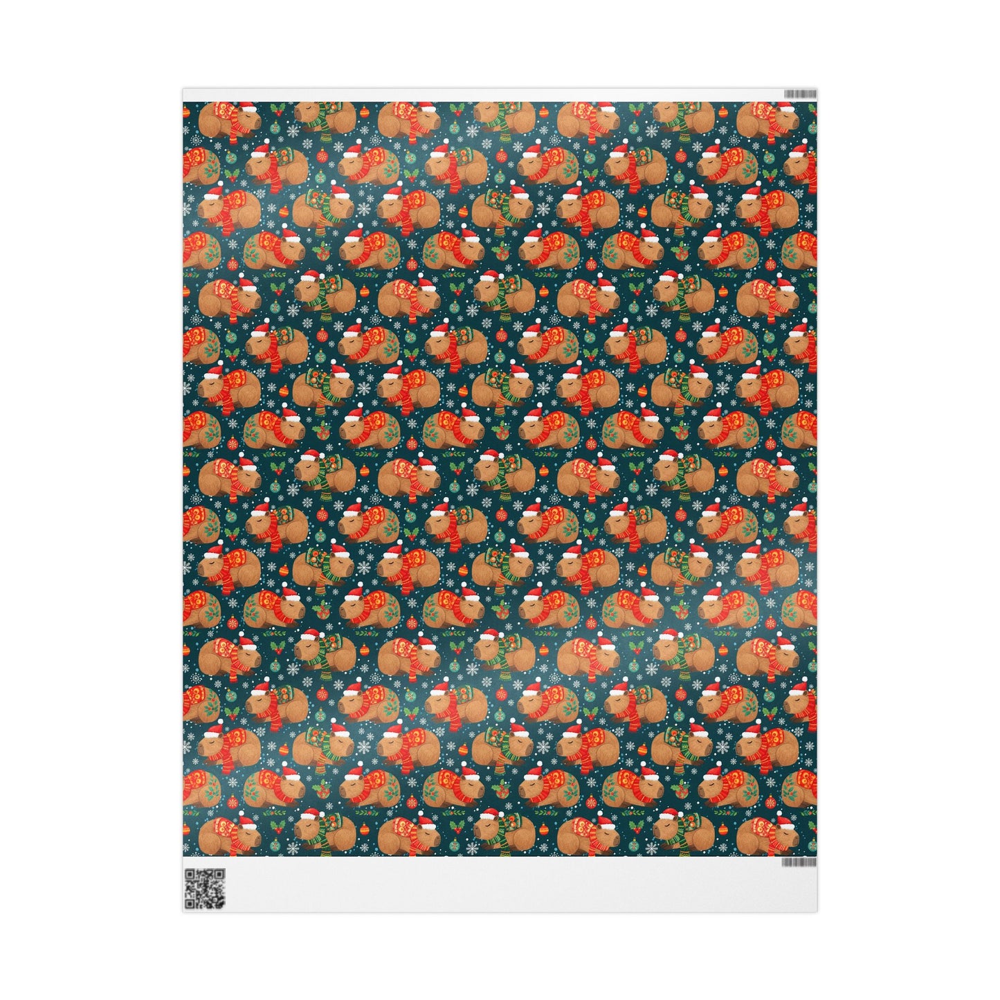 Christmas Capybara Wrapping Paper — Blue Holiday Animal Gift Wrap