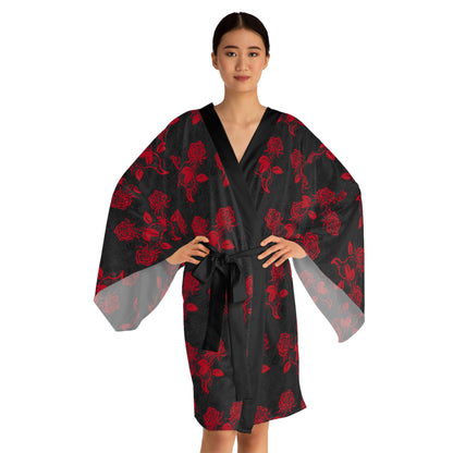 Rockin’ Rose gothic kimono with rose motif

Alternative fashion punk rock kimono

Edgy gothic layering kimono with floral design