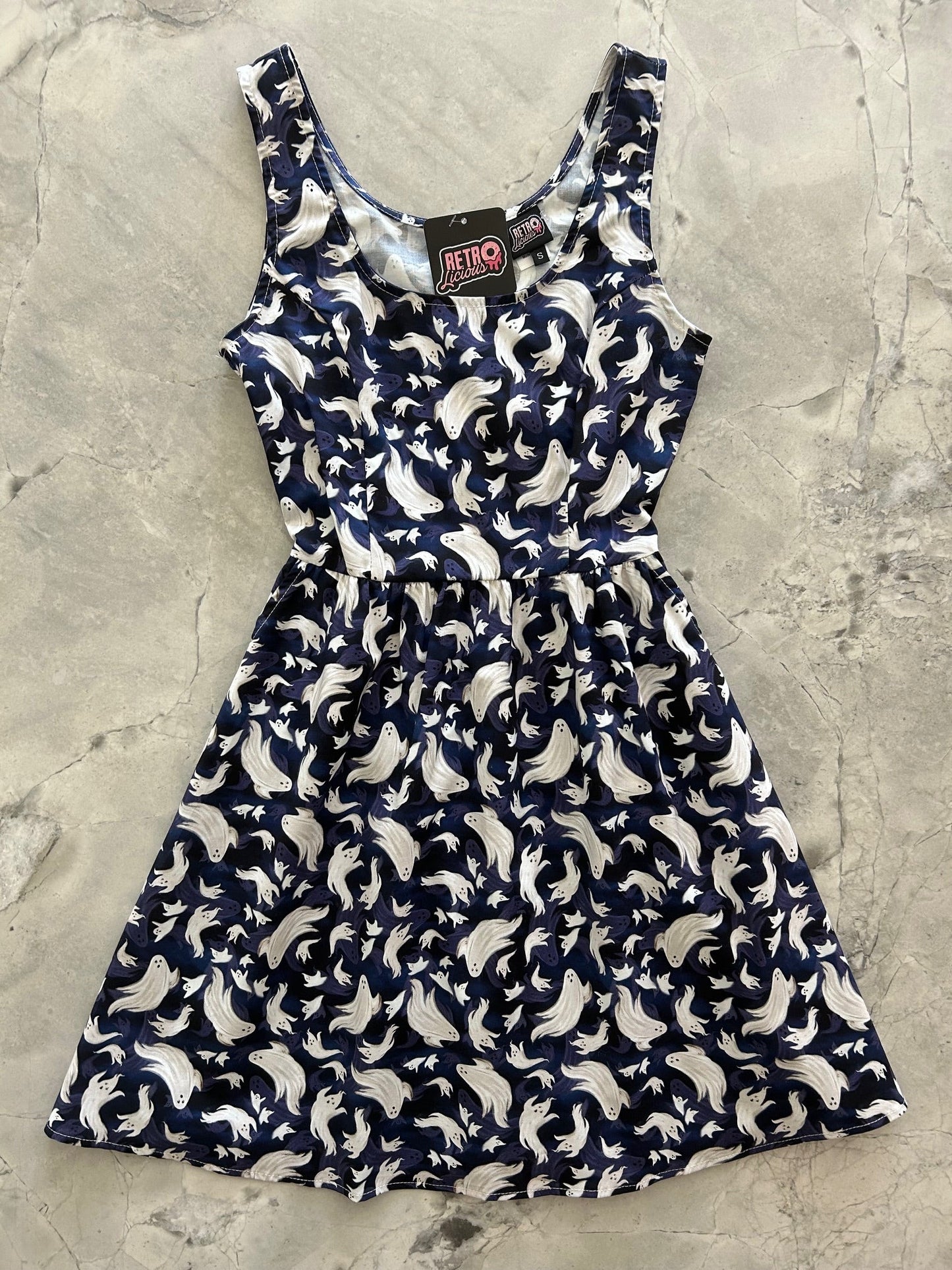 Flying Ghosts Shorter Length Fit & Flare Dress