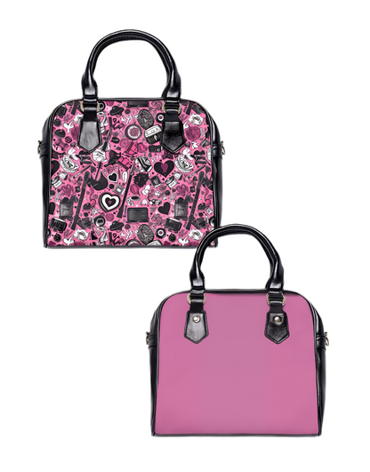 Gothic Hearts pink handbag with barbed-heart motif
Alternative fashion gothic handbag in pink and black
Edgy punk rock purse with rebellious heart design