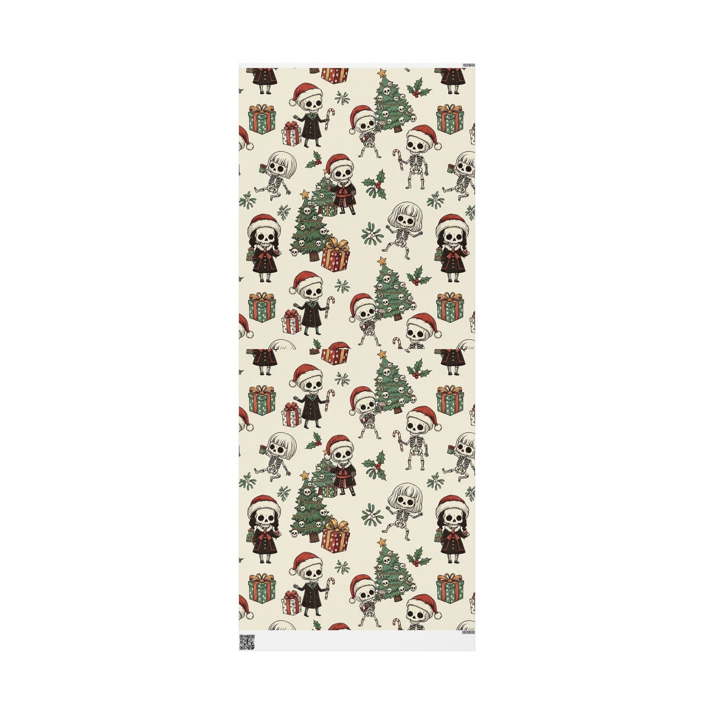 Deck The Halls With Little Skulls In Beige Holiday Gift Wrapping Paper