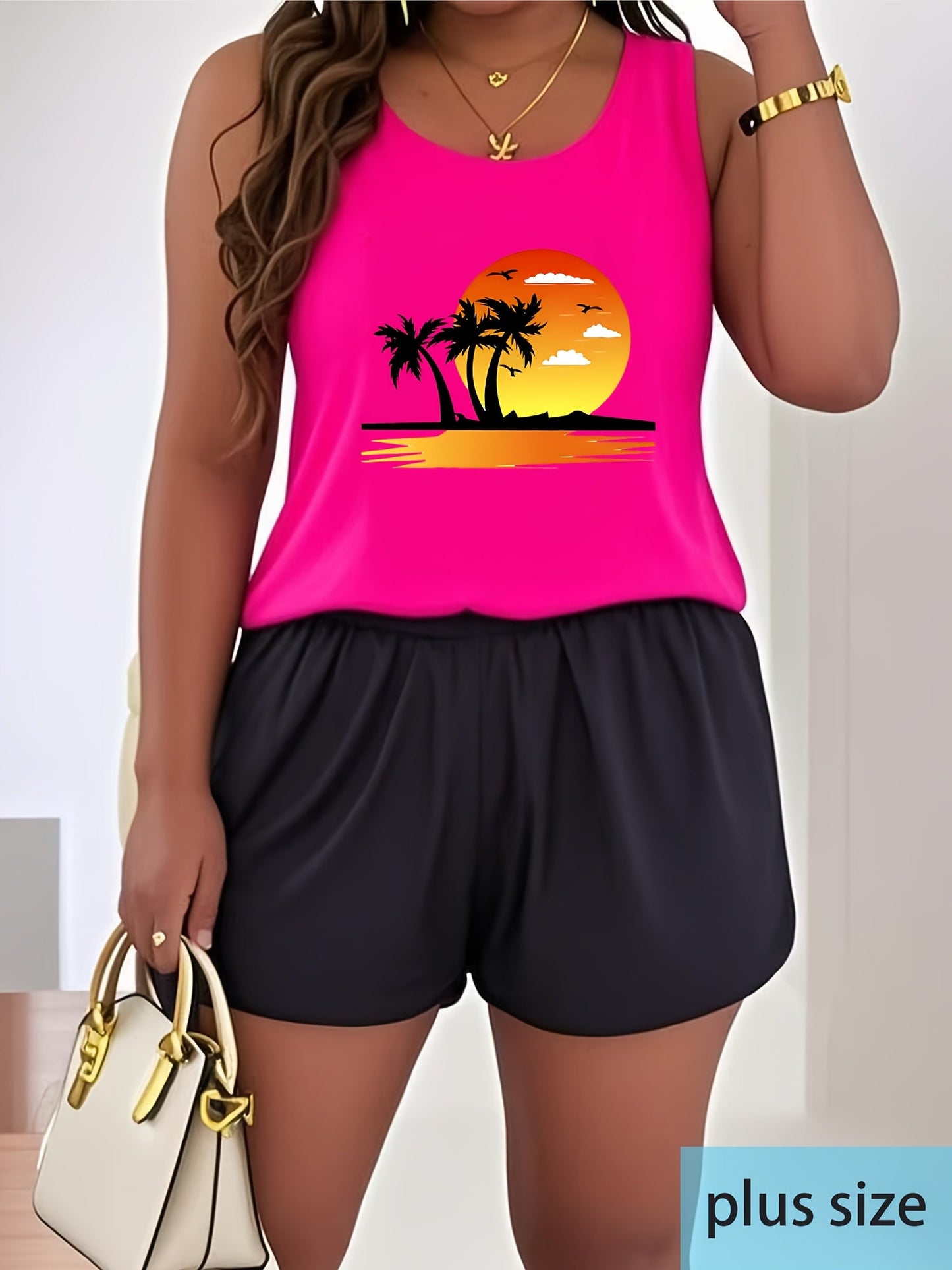 Sunset Beach Plus Size Summer Outfit Set