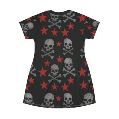 Stellar Star Revenant Skull T-Shirt Dress 
Gothic punk rock casual comfy dress
Cosmic gothic tee dress stitched with celestial grit.
