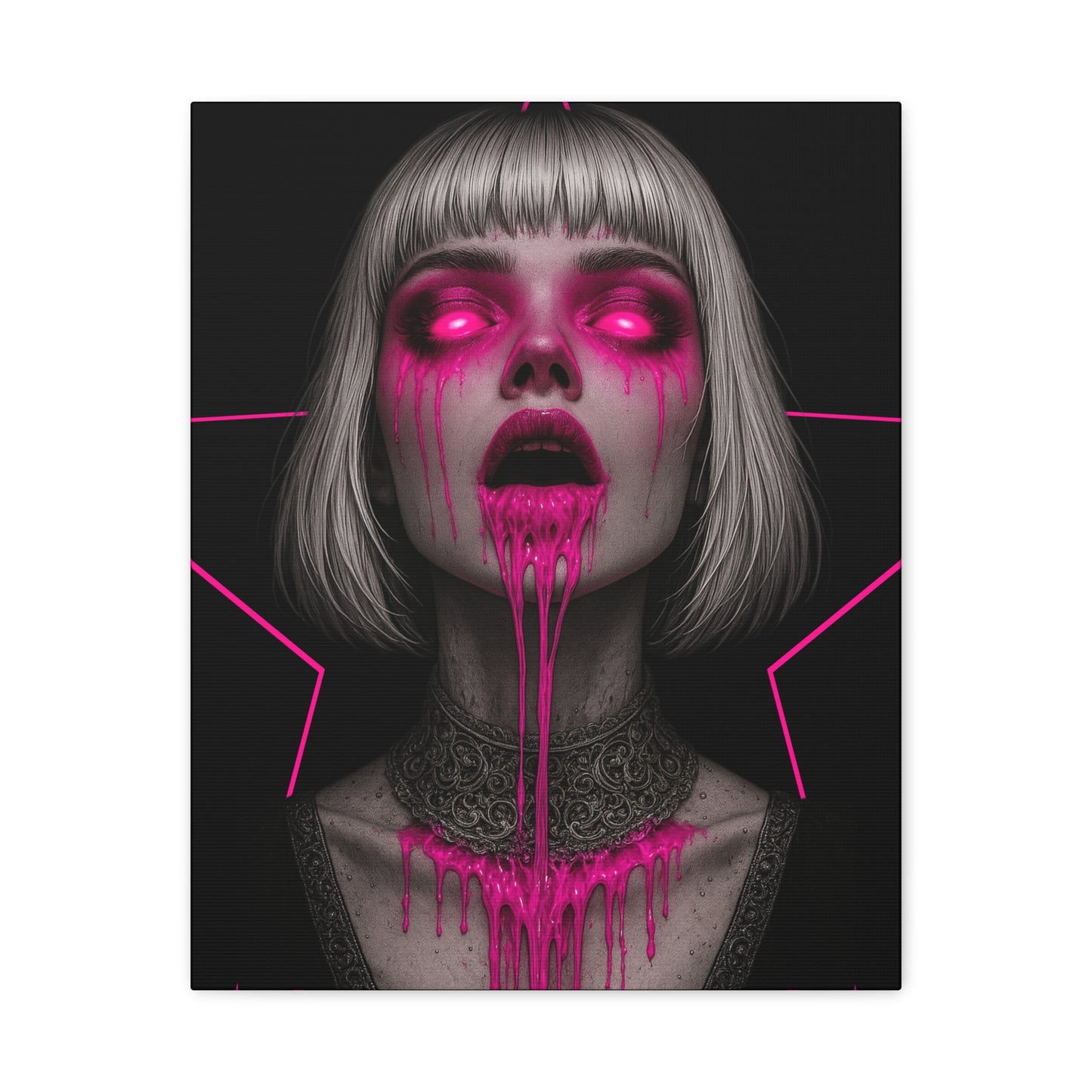 Neon Horror Portrait Canvas