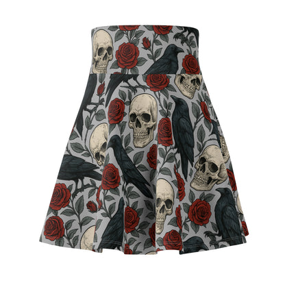 Gothic skater skirt with raven design
Alternative fashion skirt with bird and skull motif