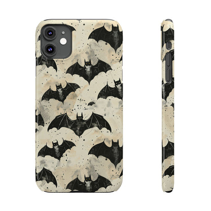 Alternative bat pattern phone case - protective tech accessory featuring playful gothic design