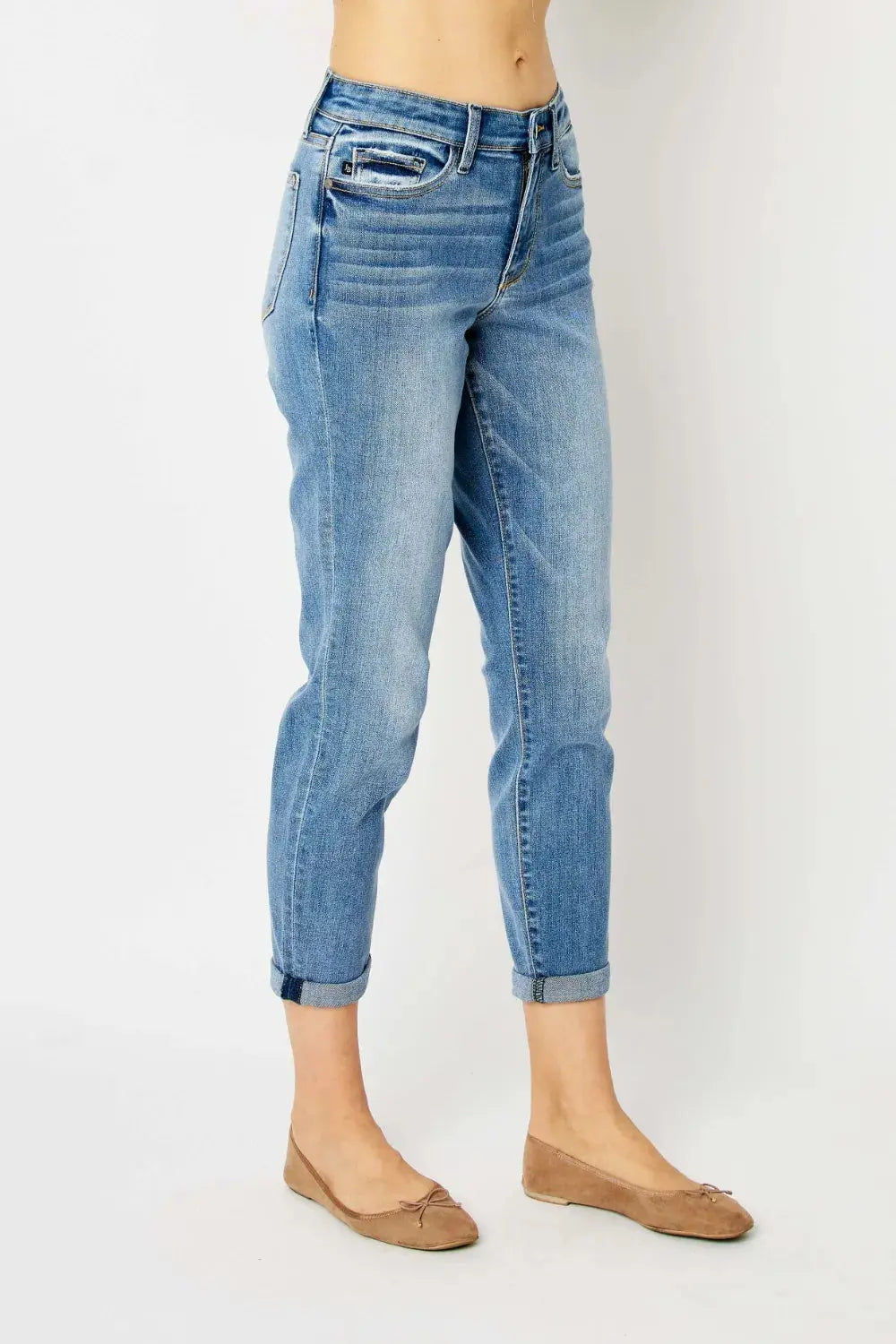 Full Size/Plus Size Cuffed Hem Slim Judy Blue Jeans