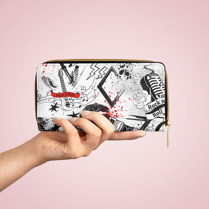 Riot Chains gothic wallet with punk chain motif
Alternative fashion zip wallet in black and crimson
Edgy punk rock wallet with rebellious chain design