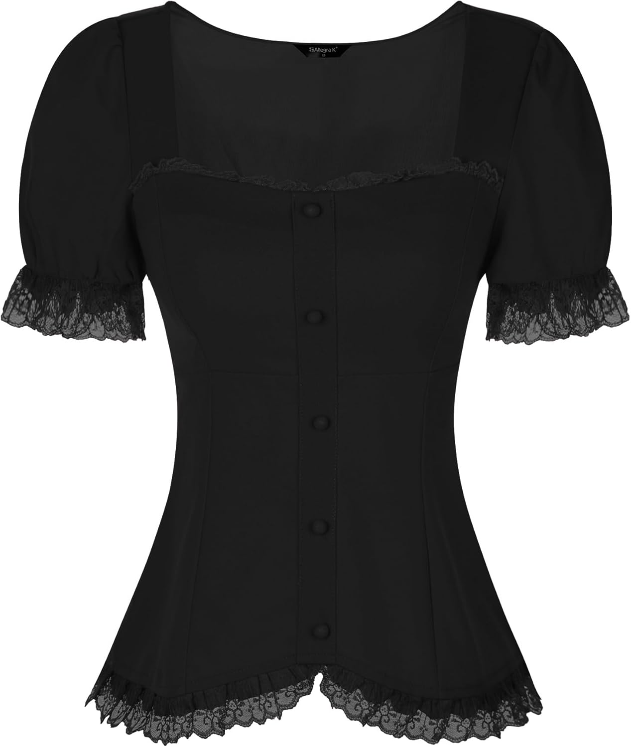 Victorian gothic blouse - dark romantic fashion featuring sweetheart neckline, puff sleeves, and inclusive sizing S-5XL