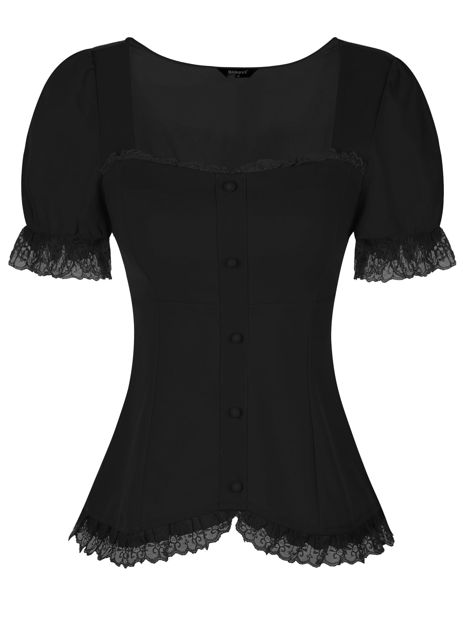 Victorian gothic blouse - dark romantic fashion featuring sweetheart neckline, puff sleeves, and inclusive sizing S-5XL