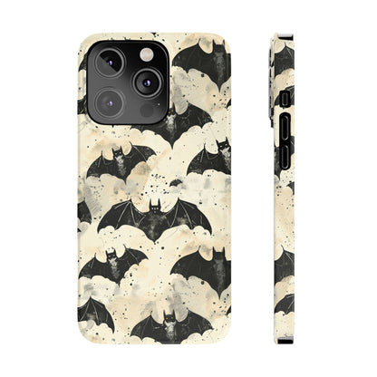 Alternative bat pattern phone case - protective tech accessory featuring playful gothic design