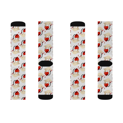 Chained Love Heart Print Crew Socks