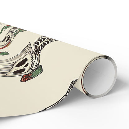 Deck The Halls With Little Skulls In Beige Holiday Gift Wrapping Paper