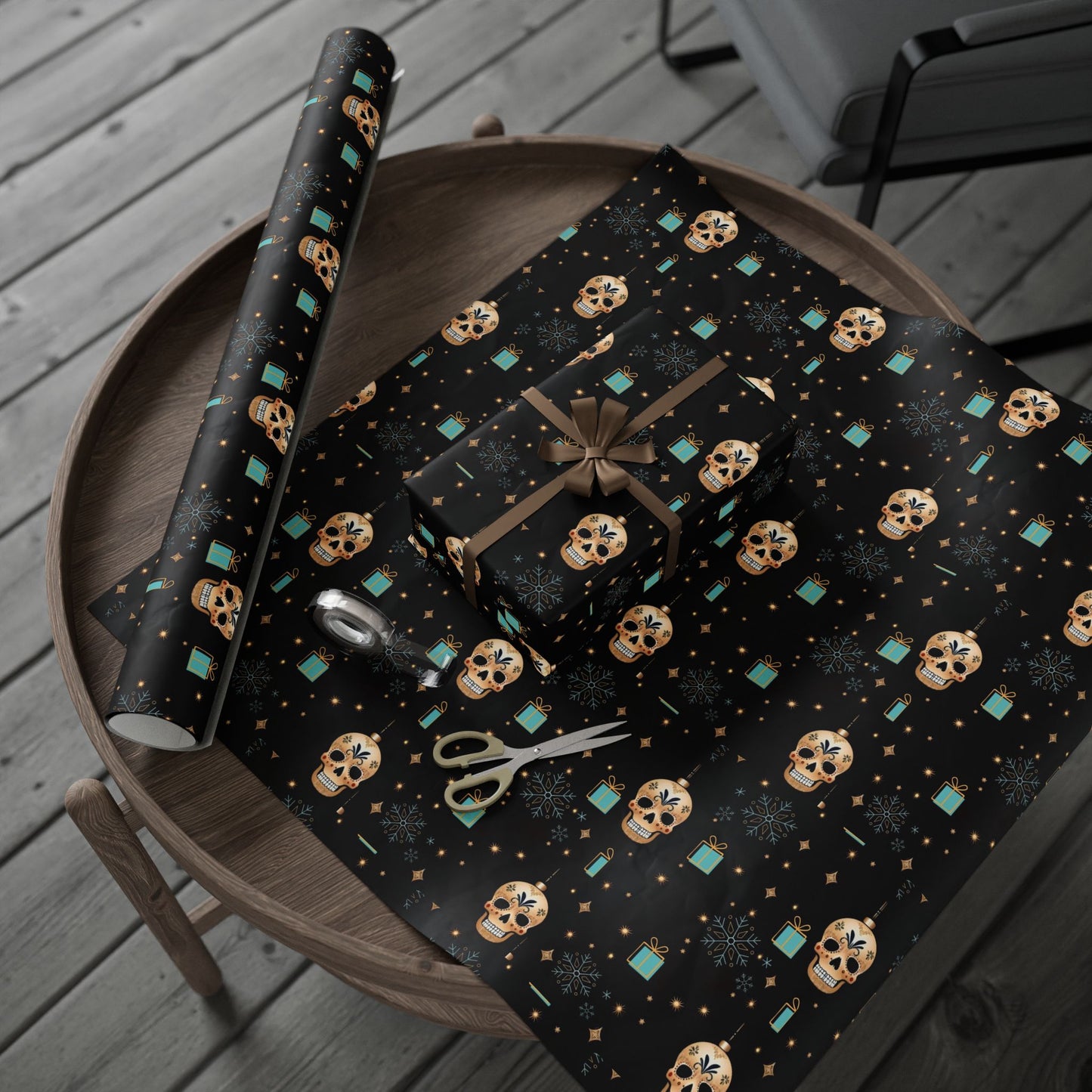 Sugar Cube Skull Christmas Wrapping Paper