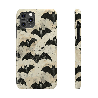 Alternative bat pattern phone case - protective tech accessory featuring playful gothic design