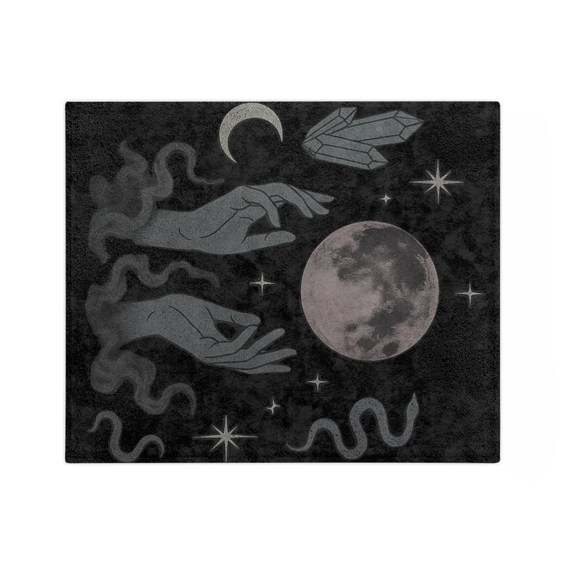Moonveil gothic blanket with moon and crystal motif
Alternative fashion velveteen blanket for gothic home decor
Edgy punk rock microfiber throw in mystical moon design
