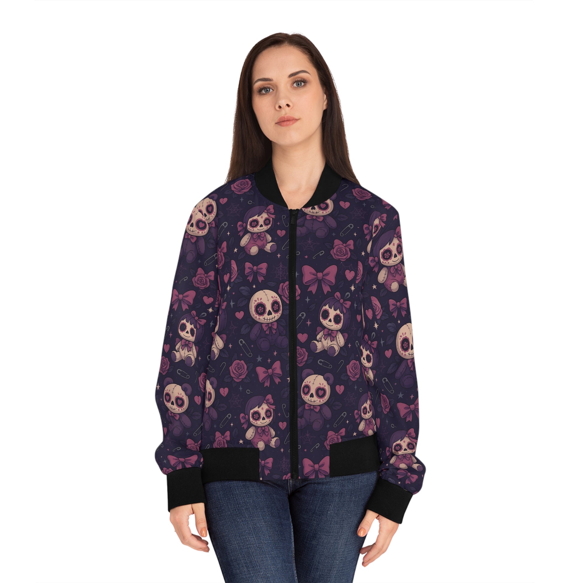 Voodoo Hex bomber jacket with gothic voodoo edge

Alternative fashion bomber jacket in black

Edgy voodoo bomber for chaos queens

