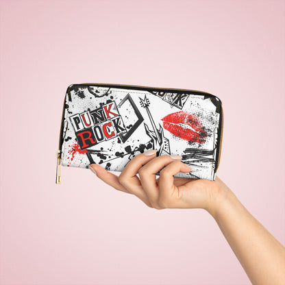 Riot Chains gothic wallet with punk chain motif
Alternative fashion zip wallet in black and crimson
Edgy punk rock wallet with rebellious chain design