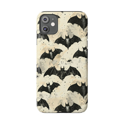 Alternative bat pattern phone case - protective tech accessory featuring playful gothic design