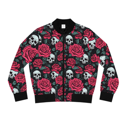 Roses & Skulls bomber jacket with gothic skull and rose design
Gothic rose and skull jacket 