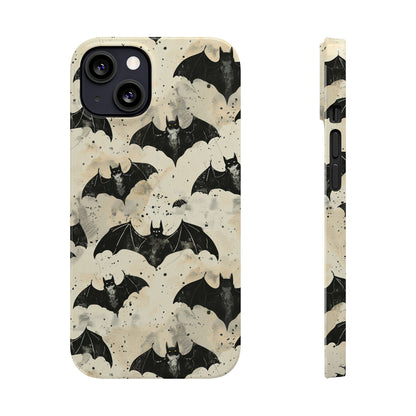 Alternative bat pattern phone case - protective tech accessory featuring playful gothic design