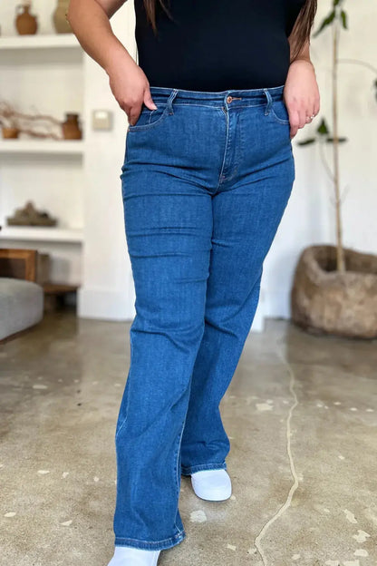 Full Size High Rise Straight Leg Judy Blue Jeans