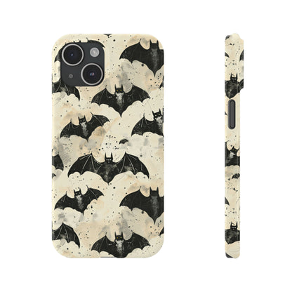 Alternative bat pattern phone case - protective tech accessory featuring playful gothic design