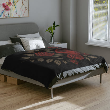 Thornveil gothic blanket with skull and rose motif
Alternative fashion velveteen blanket for gothic home decor
Edgy punk rock microfiber throw with skull and rose design
