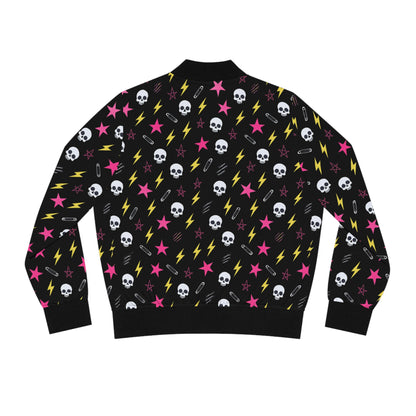 Graveveil gothic bomber jacket with dark motif

Alternative fashion bomber jacket in gothic style

Edgy punk rock bomber jacket for chaos queens