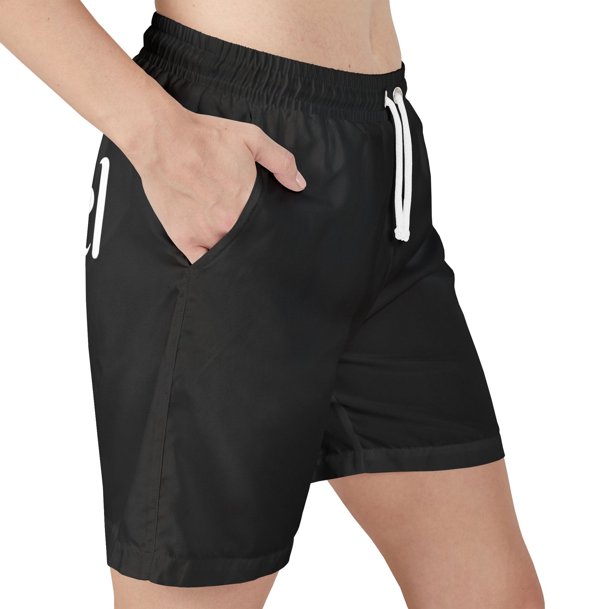 Black unisex swim shorts - alternative beach fashion featuring classic dark design and inclusive sizing for all