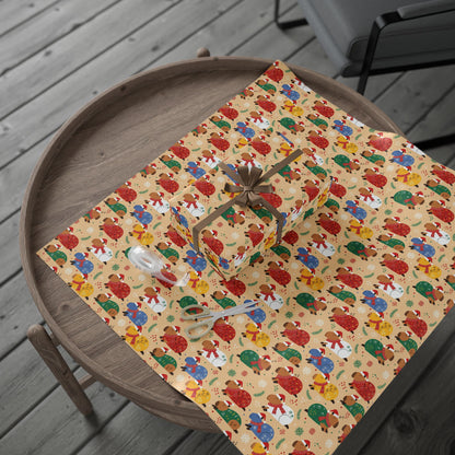 The Sleepiest Christmas Capybara Wrapping Paper — Multi-Color Holiday Animal Gift Wrap a