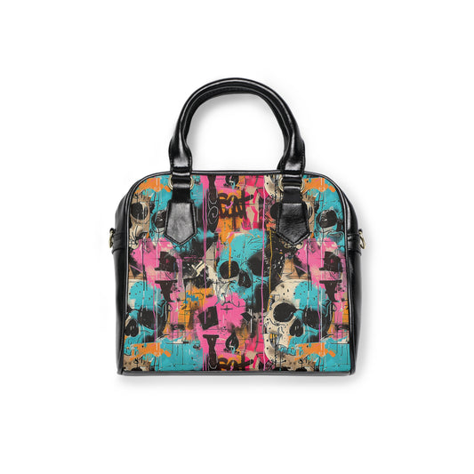 Gothic grunge shoulder bag with 90s alternative style - vintage-inspired handbag featuring dark nostalgic design and edgy details