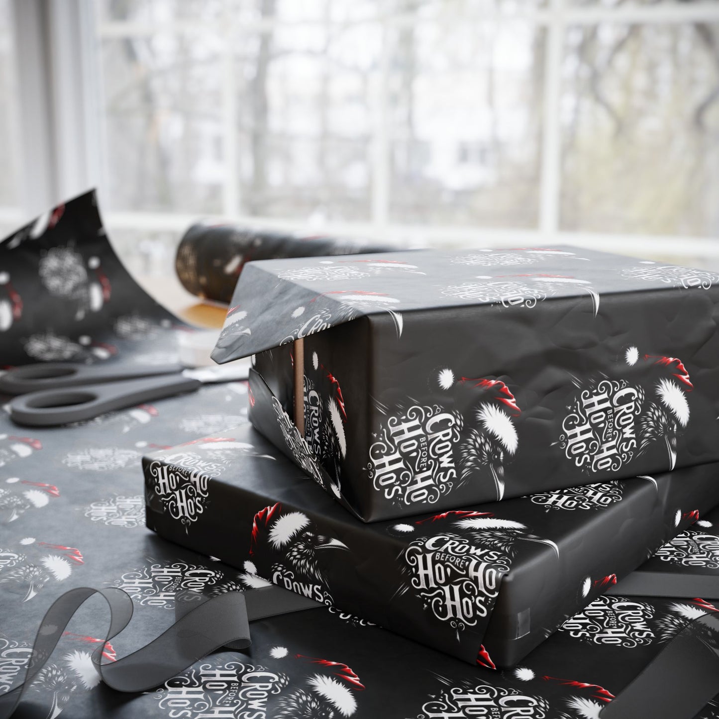 Hoe Hoe Hoe Ravens Christmas Gift Wrapping Paper