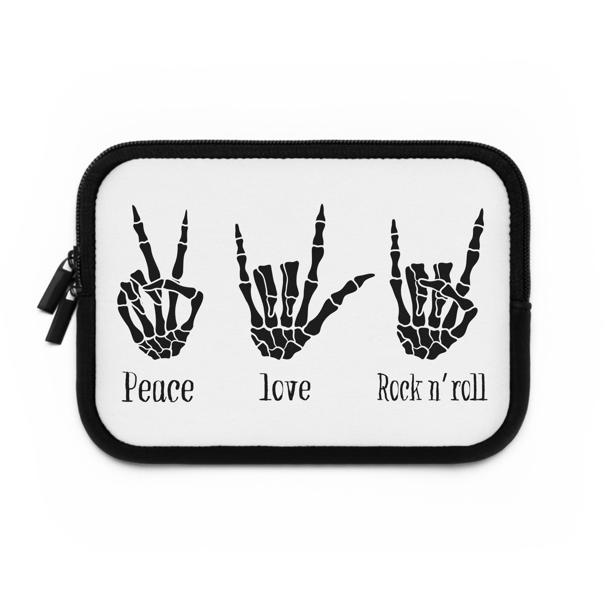 Rock and roll laptop sleeve with rock hand symbol - music-inspired tech accessory featuring protective design and bold attitude