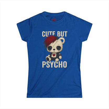 Shop the Cute But Psycho Tee — gothic punk graphic t-shirt with bold Cute But Psycho print. A rebellious top stitched for chaos queens who wear sweet and savage.
