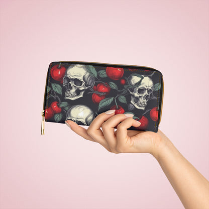 Crimson Skull gothic wallet with red skull motif

Alternative fashion punk rock wallet in crimson

Edgy gothic zip wallet with skull design

 