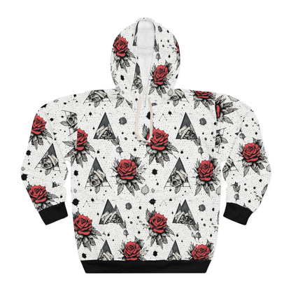 Alternative style hoodie with roses and thorns design - edgy floral fashion featuring comfortable fit and inclusive sizing S-5XL