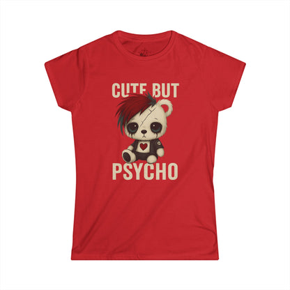 Shop the Cute But Psycho Tee — gothic punk graphic t-shirt with bold Cute But Psycho print. A rebellious top stitched for chaos queens who wear sweet and savage.
