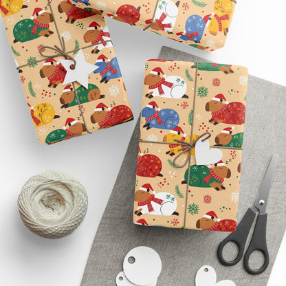 The Sleepiest Christmas Capybara Wrapping Paper — Multi-Color Holiday Animal Gift Wrap a