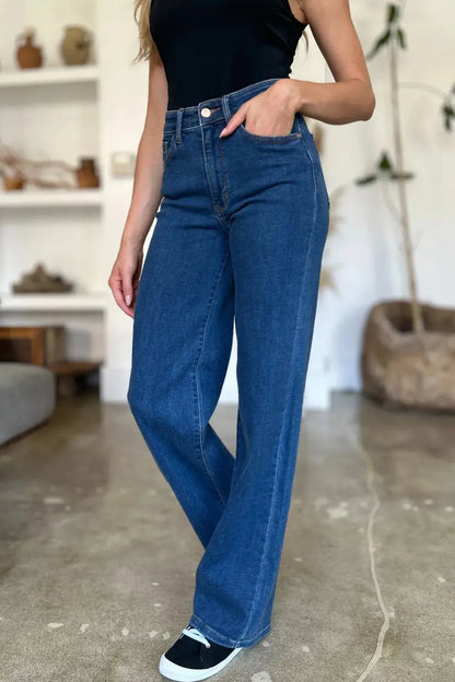 Full Size High Rise Straight Leg Judy Blue Jeans