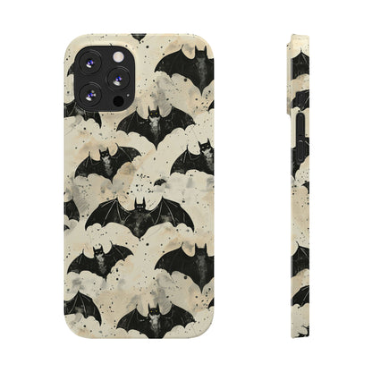 Alternative bat pattern phone case - protective tech accessory featuring playful gothic design