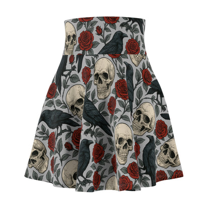 Gothic skater skirt with raven design
Alternative fashion skirt with bird and skull motif