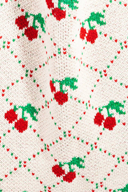 Cherry Pattern Crochet Knit Tote Bag