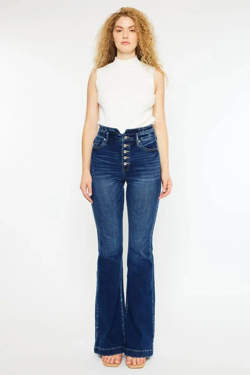 Button Fly Kancan High Rise Flare Jeans