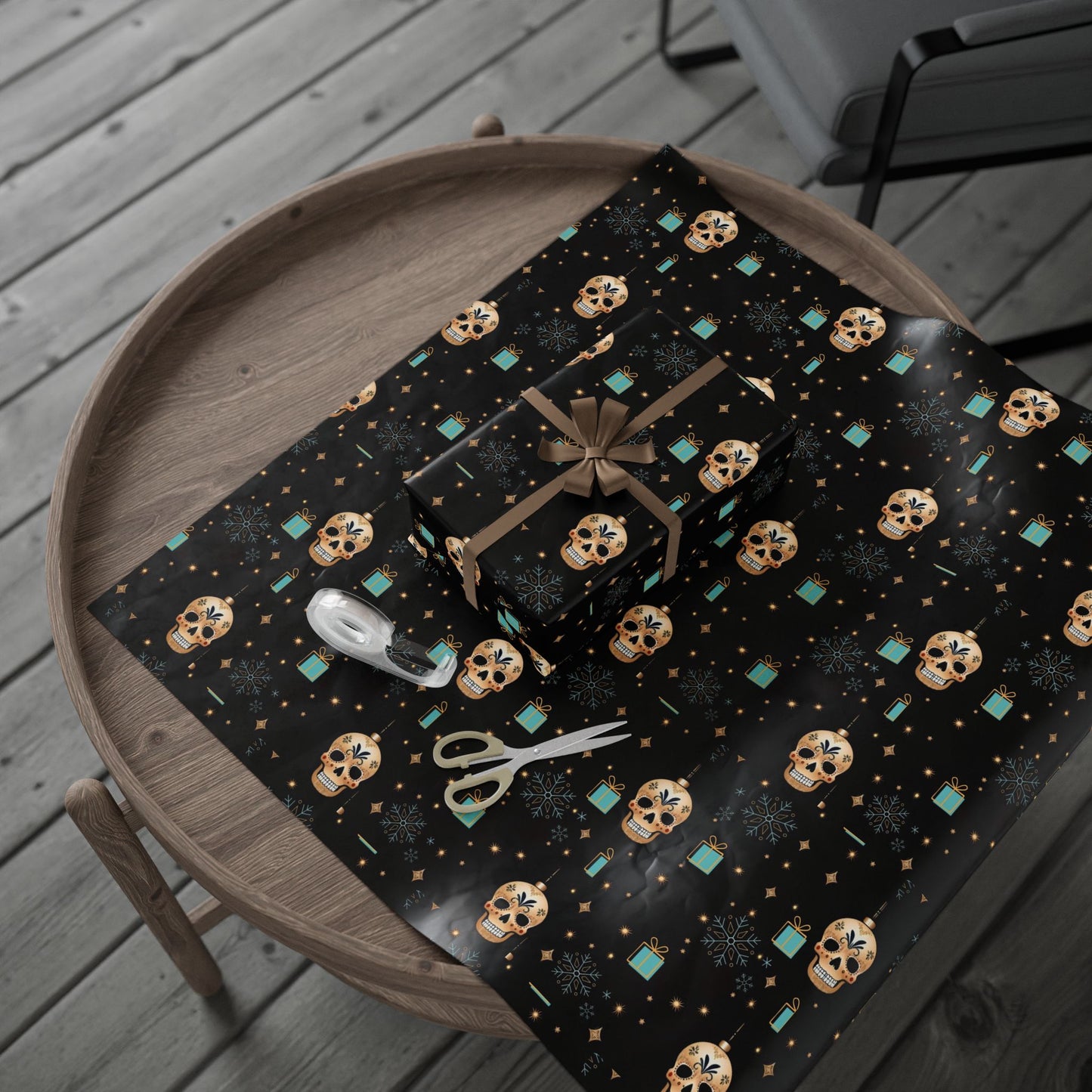 Sugar Cube Skull Christmas Wrapping Paper
