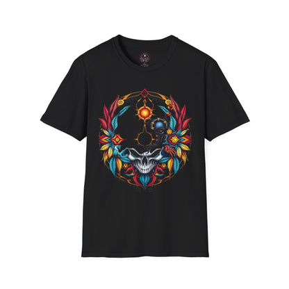 Camiseta gráfica "Atrévete a mirar" con calavera