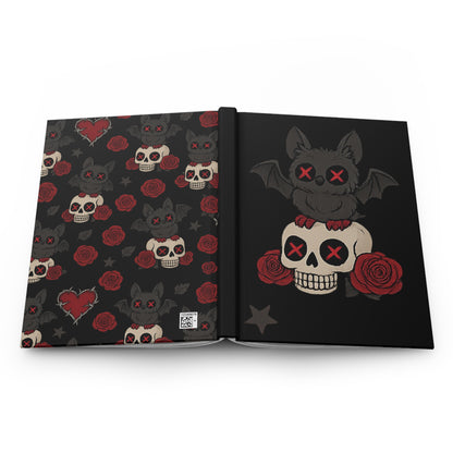 Bat Crazy Love hardcover gothic journal with bat and heart motif
Alternative fashion journal with gothic bat design
Edgy punk rock notebook for writing and sketching