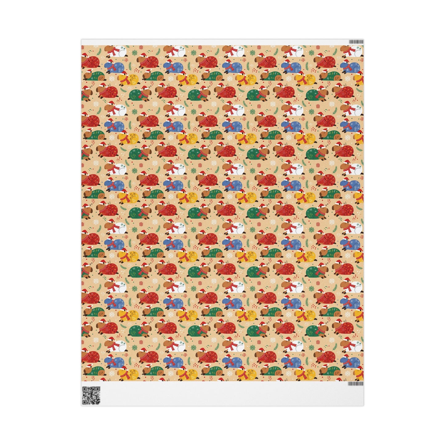 The Sleepiest Christmas Capybara Wrapping Paper — Multi-Color Holiday Animal Gift Wrap a