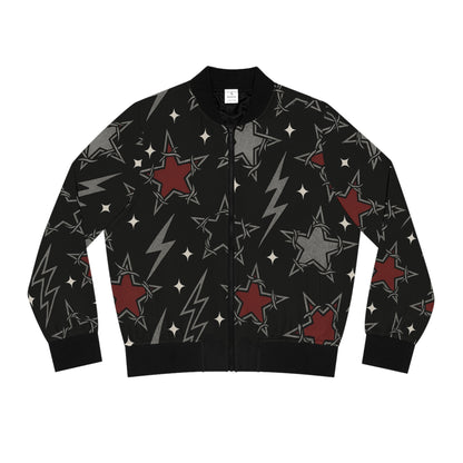 Voidstar gothic bomber jacket with cosmic star motif
Alternative fashion bomber jacket in star pattern
Edgy punk rock bomber jacket with celestial gothic design
