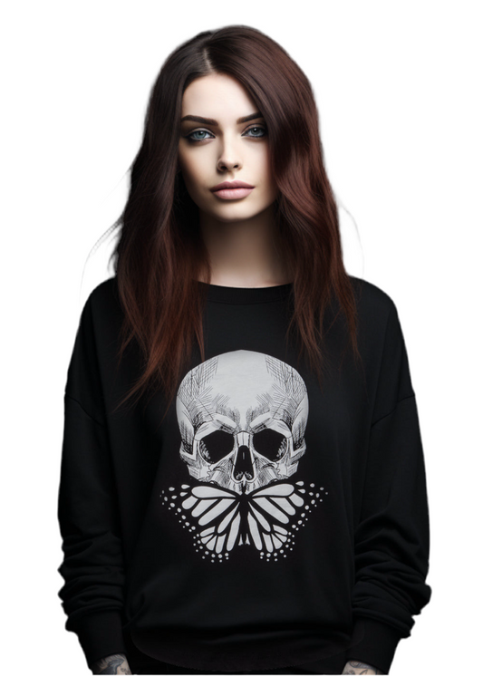 Butterfly Skull Sweater Goth Sweatshirt